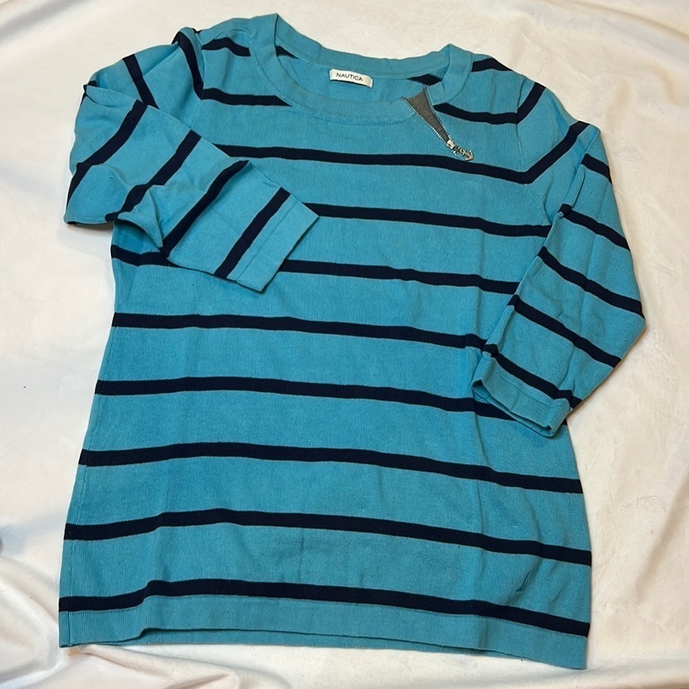 Nautica Large blue striped sweater